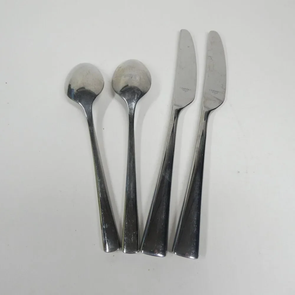Dansk Bistro Cafe 2 Knives & 2 Soup Spoons Stainless Flatware Lot 18/10 Vietnam